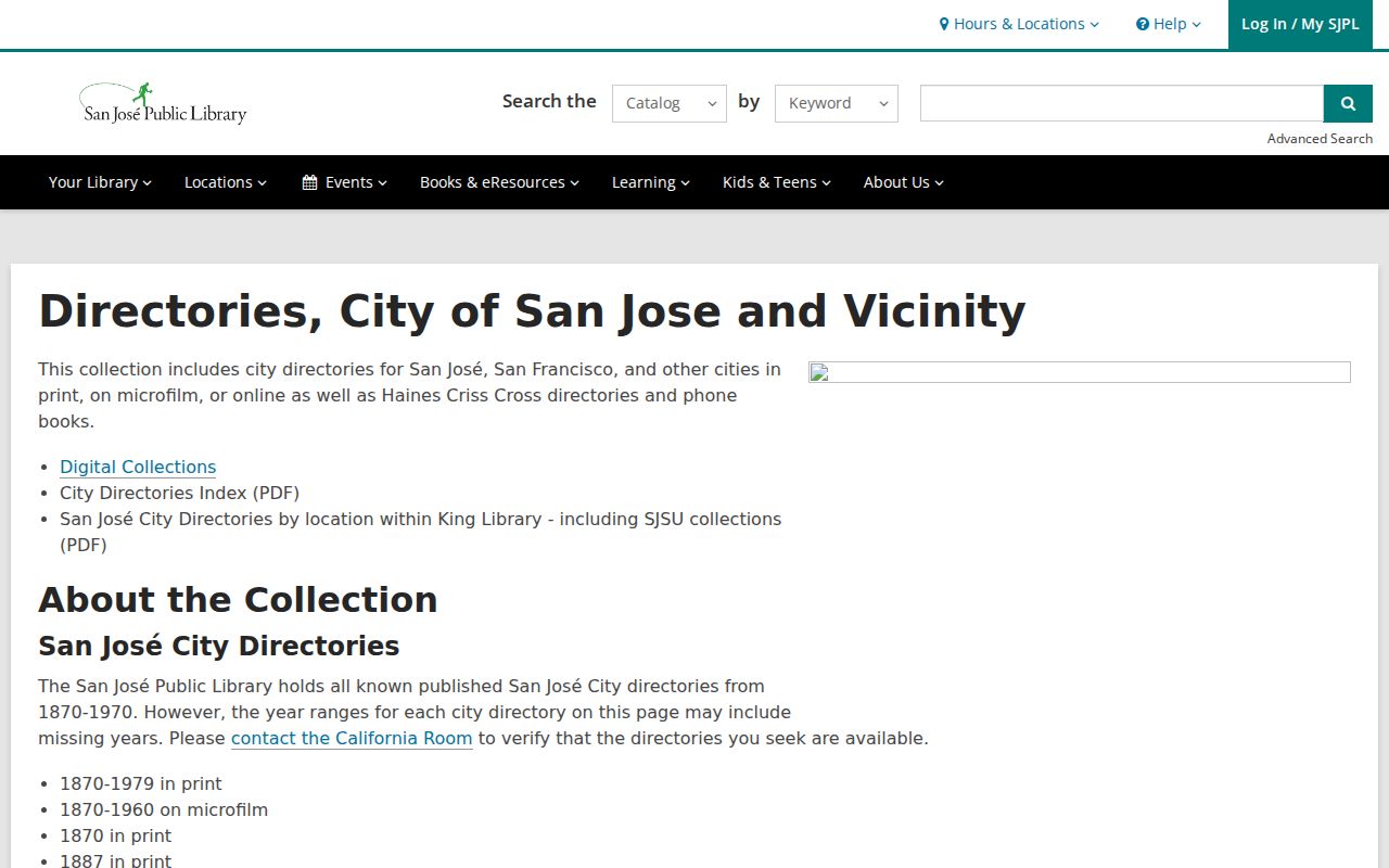 San Jose city directory holdings and historical directory collection