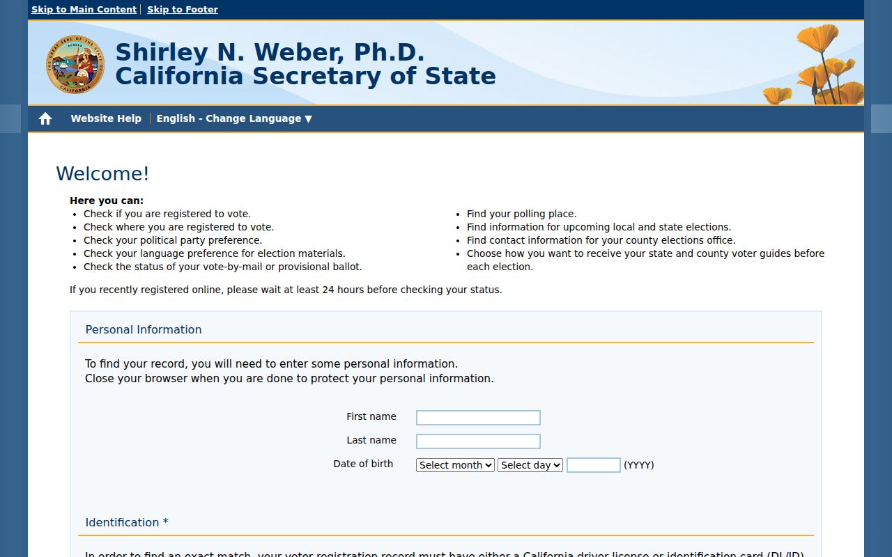San Jose residents directory California voter status lookup