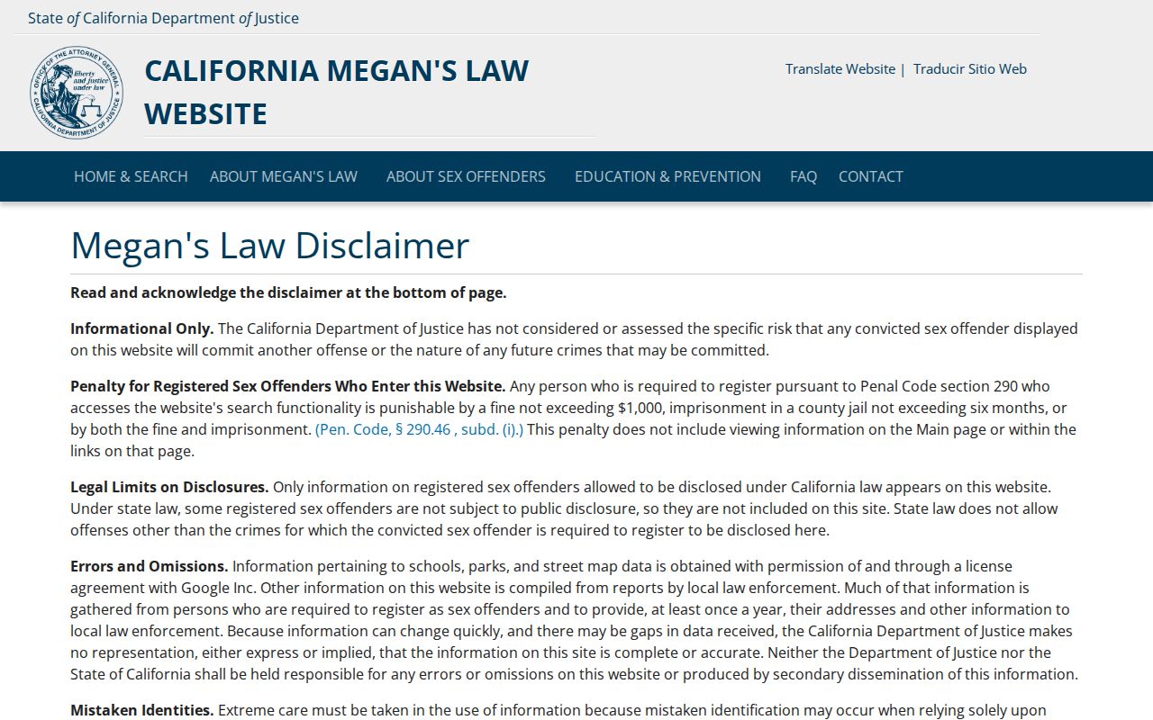 San Jose resident lookup California Megan's Law search