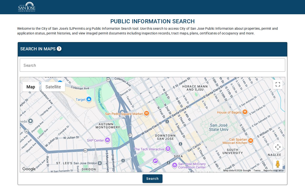 San Jose street directory SJPermits address and permit search